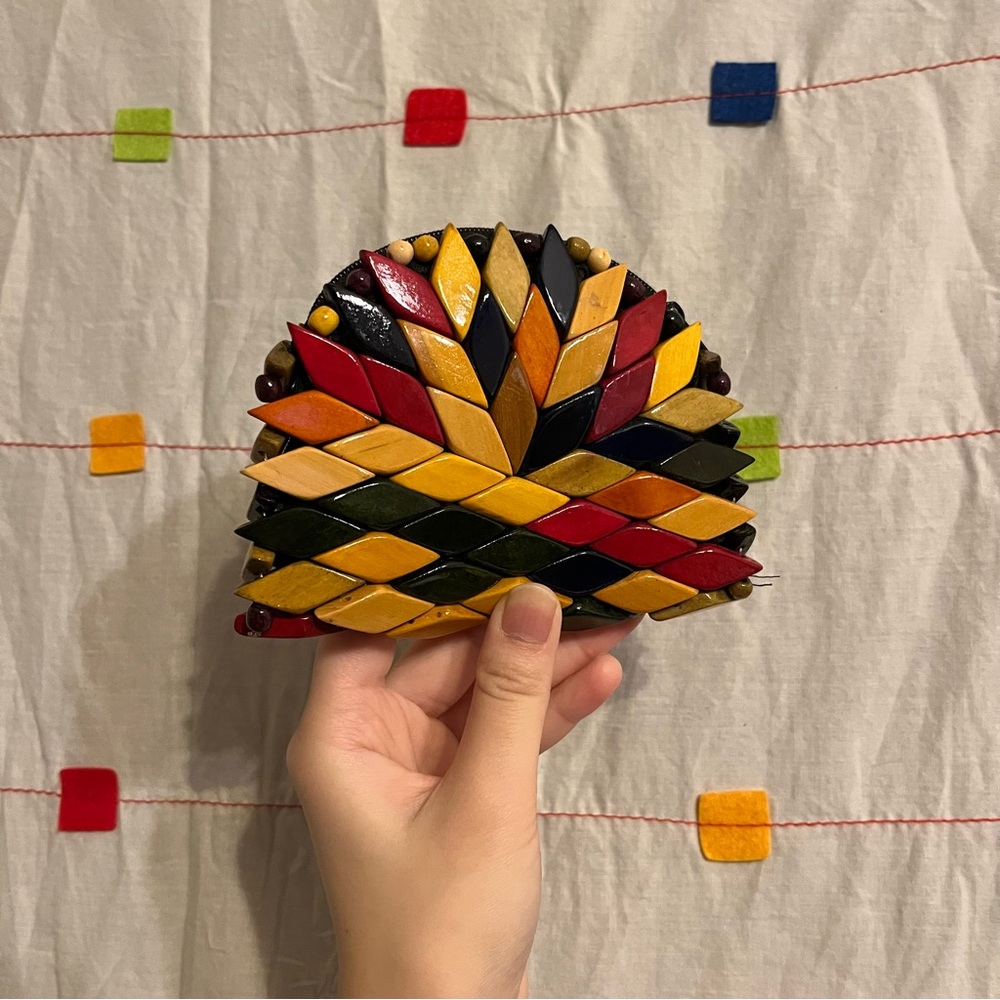 Handcrafted Colourful Wooden Coin Purse!